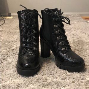 Faux Snake Leather lace up booties